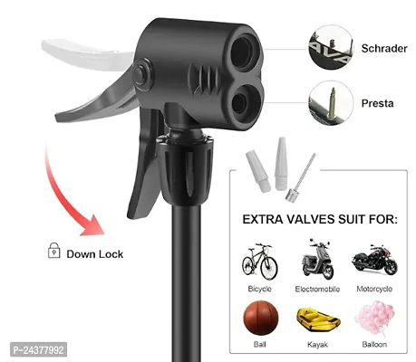 Bike Floor Pump Portable Bicycle Foot Pump Air Pump Compatible with Presta  Schrader Valve Tire Pump Lightweight Hand Foot Activated Tire Inflator for Road Bike Mountain Bike Balls (Black)-thumb3