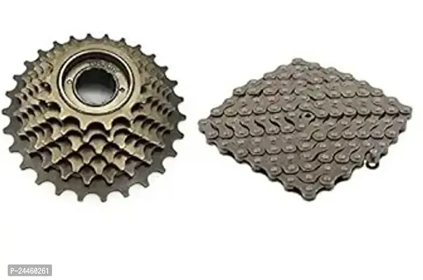Cycle Freewheel Chain Combo Speed 7 Compatible with Gear Cycle 21 Speed with 14-28 Teeth Cassette  116 Links Chain Rings Road Bike-thumb0