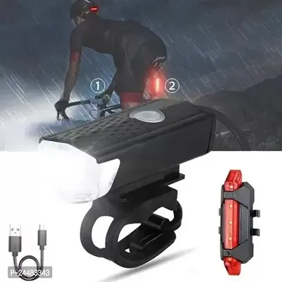 Bike Light Rechargeable Bicycle Front and rear light LED Front Rear Light Combo  (Black)-thumb3