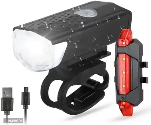 LED Bike/Bicycle Headlight and Taillight Set combo, 3 Light Modes LED Front Rear Light Combo  (Multicolours)