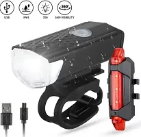 LED Bike/Bicycle Headlight and Taillight Set combo, 3 Light Modes LED Front Rear Light Combo  (Multicolours)-thumb1