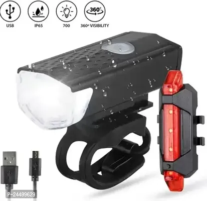 LED Bike/Bicycle Headlight and Taillight Set combo, 3 Light Modes LED Front Rear Light Combo  (Multicolours)-thumb2