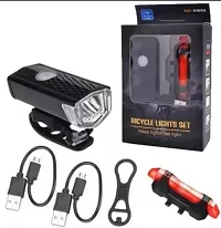 LED Bike/Bicycle Headlight and Taillight Set combo, 3 Light Modes LED Front Rear Light Combo  (Multicolours)-thumb3