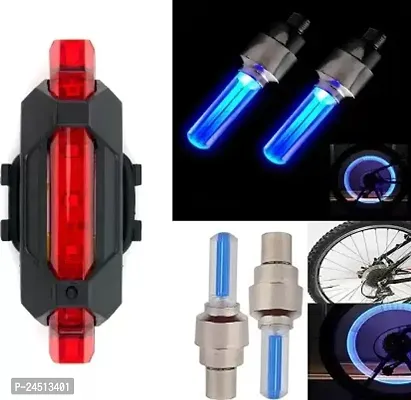 Bicycle Bike Back Tail Light With Tyre Valve Reflecting Light LED Rear Break Light  (Multicolor)-thumb0