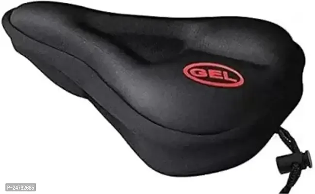 Bicycle Gel Seat Cover For Mountain  Hybrid Cycles With Waterproof Cover Saddle Cover Free Size  (Black)-thumb0