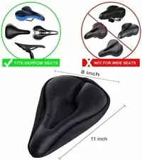 Bicycle Gel Seat Cover For Mountain  Hybrid Cycles With Waterproof Cover Saddle Cover Free Size  (Black)-thumb1