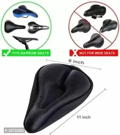 Bicycle Gel Seat Cover For Mountain  Hybrid Cycles With Waterproof Cover Saddle Cover Free Size  (Black)-thumb2