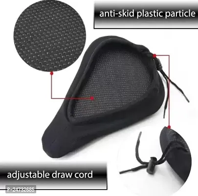 Bicycle Gel Seat Cover For Mountain  Hybrid Cycles With Waterproof Cover Saddle Cover Free Size  (Black)-thumb3