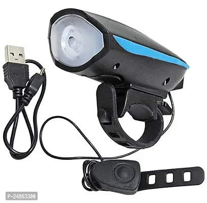 Plastic and Silicone Bicycle Horn Lamp, Bike Headlight, Bicycle Horn, Rechargeable Universal Adjustable Front Head Light
