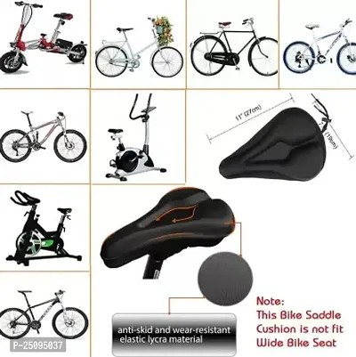 Soft Bicycle Silicone Gel Saddle Cover Cycling Cushion Pad, Gym Cycle Gel Cover Bicycle Seat Cover Free Size  (Black)-thumb3