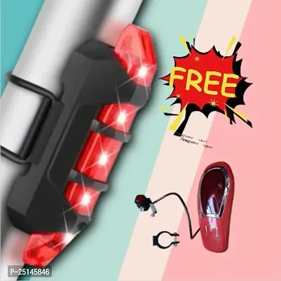 Bright LED USB Bicycle Tail Light: Rechargeable Cycling Lamp with Free Cycle Horn Light