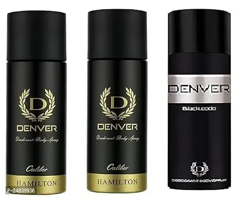 DENVER CALIBER  50ML + CALIBER 50ML  BLACK CODE 50ML (150ML)Deodorant Body Spray For Men