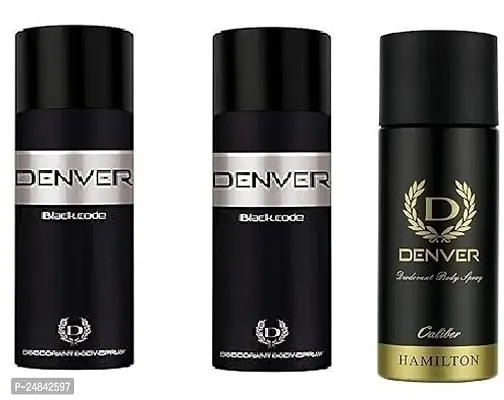 DENVER  BLACK CODE 50 ML +BLACK CODE 50 ML  CALIBER 50 ML  Deodorant Body Spray For Men  (150 ML )-thumb0