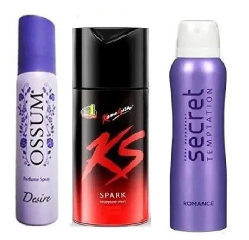 OSSUM DESIRE 25ML, K S  SPARK  45 ML  SECRET ROMANCE  50ML- Deodorant Spray - Body Spray - For Men  Women  (120 ml, Pack of 3)