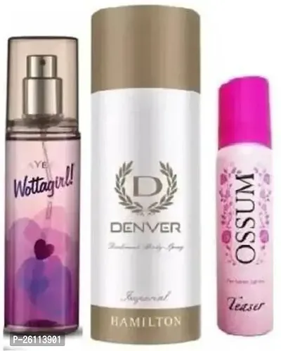 Wottagirl Secret Crush 60ml, IMPERIAL 50ml,  OSSUM TEASER 25ml=135ml Fragrant Long Lasting Fragrance Body Spray  (135 ml, Pack of 3)