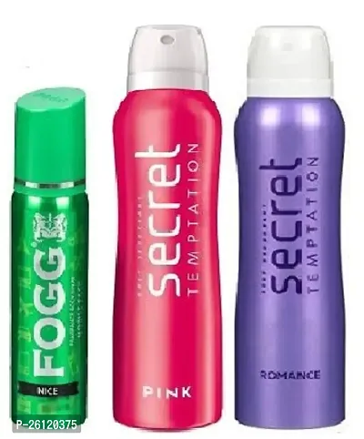 FOGG  NICE 25ML , SECRET PINK 50ML  SECRET ROMANCE 50ML PERFUME  Combo Pack of 3 Deodorant Spray - For WOMEN (125 ml, Pack of 3)-thumb0