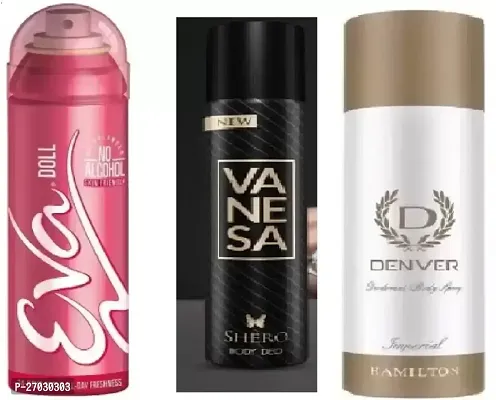 EVA Doll 40ml Vanesa Shero 30ml  Imperial 50ml Perfumed Deodrants For Men  Women Body Spray - (120 ml, Pack of 3)-thumb0