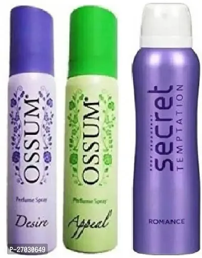 Ossum Desire25ml, Appeal 25ml Secret Romance 50ml Perfumed Deodrants For Women Body Spray - For Women  (100ml, Pack of 3)