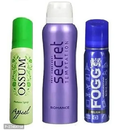 ossum Appeal 25ml, Secret Romance 50ml,Fogg Relish 25ml (pack of 3) Body Deodorants for men  women.