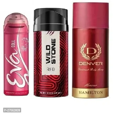 Eva Doll 40ml, Wild Stone Red 40ml, Denver Honour 50ml (Pack of 3) Body deodorants For men  women