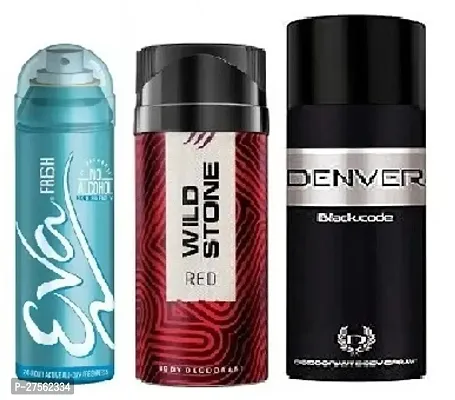 Eva Fresh 40ml, Wild Stone Red 40ml, Denver Code 50ml (Pack of 3) Body deodorants For men  women-thumb0
