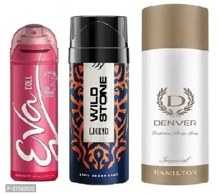 Eva Doll 40ml, Wild Stone Legend 40ml, Denver Imperial 50ml (Pack of 3) Body deodorants For men  women