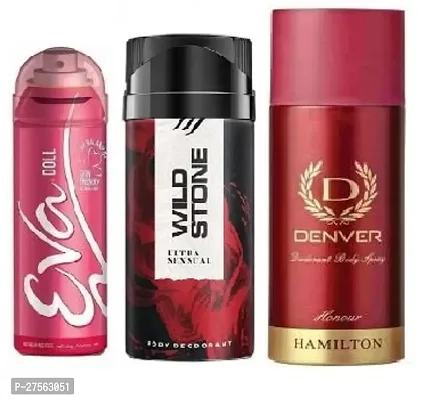 Eva Doll 40ml, Wild Stone Ultra Sensual 40ml, Denver Honour 50ml (Pack of 3) Body deodorants For men  women-thumb0