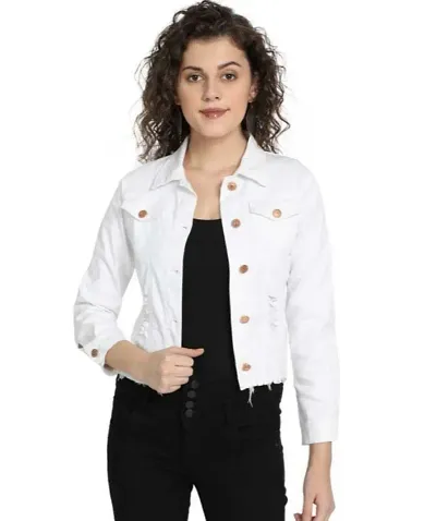 Stylish White Solid Full Sleeves Jackets Fore Women