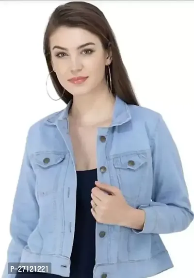 Stylish Blue Solid Full Sleeves Jackets Fore Women
