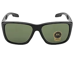 Kitty Cat Square UV Protection Wayfarer Matte Finish Sunglasses For Men's Square Black Sunglasses (Black Frame Green Lens)-thumb1