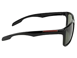 Kitty Cat Square UV Protection Wayfarer Matte Finish Sunglasses For Men's Square Black Sunglasses (Black Frame Green Lens)-thumb3