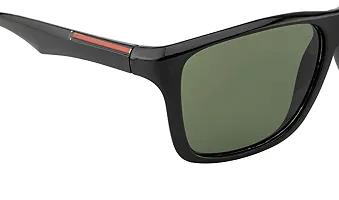 Kitty Cat Square UV Protection Wayfarer Matte Finish Sunglasses For Men's Square Black Sunglasses (Black Frame Green Lens)-thumb2