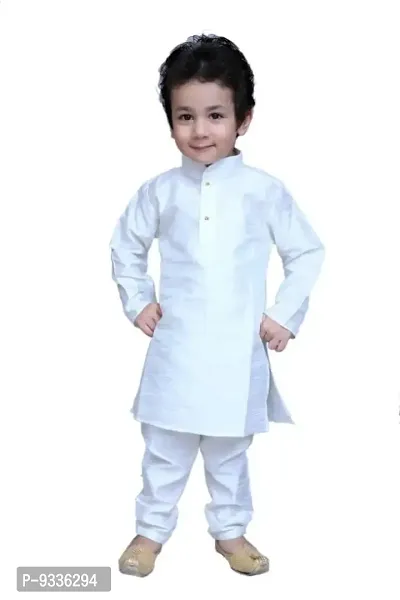 Boys Ethnic Wear White Kurta Pyajam Dress-thumb0