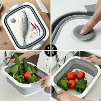 SAPIENT Foldable Multifunction Chopping Board, Collapsible Dish Tub Basin Cutting Board Colander, Vegetable Fruit Wash and Drain Sink Storage Basket, Space Saving for Kitchen Home-thumb4