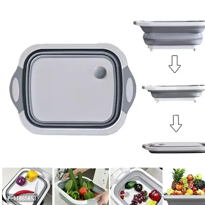 SAPIENT Foldable Multifunction Chopping Board, Collapsible Dish Tub Basin Cutting Board Colander, Vegetable Fruit Wash and Drain Sink Storage Basket, Space Saving for Kitchen Home-thumb3