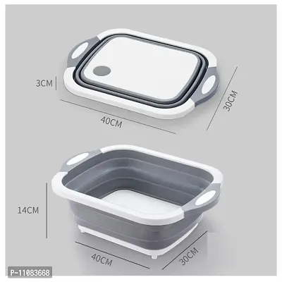 SAPIENT Multifunction Chopping Boards, Collapsible Dish Tub Portable Washing Basin Bowl Draining Basket Space Saving Hamper Foldable Storage Container for Kitchen and Camping-thumb2