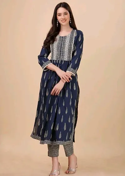 Stylish Rayon Slub Kurta Bottom Set