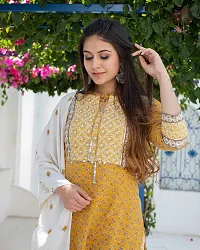 Stylish Cotton Printed Kurta, Bottom and Dupatta set-thumb1