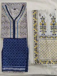 Stylish Cotton Printed Kurta, Bottom and Dupatta set-thumb1