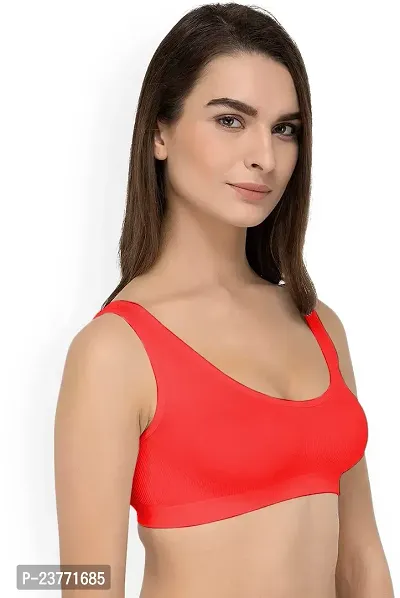 SH ENTERPRISE URV Online MART Women's 95% Cotton and 5% Spendex, Non-Padded, Non-Wired Air Sports Bra (Color:- Red) (Pack of 1) (Size:- 30)-thumb3