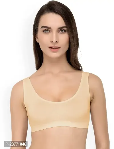 SH ENTERPRISE URV Online MART Women's 95% Cotton and 5% Spendex, Non-Padded, Non-Wired Air Sports Bra (Color:- Cream) (Pack of 1) (Size:- Free)