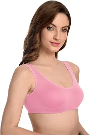 SH ENTERPRISE URV Online MART Women's 95% Cotton and 5% Spendex, Non-Padded, Non-Wired Air Sports Bra (Color:- Pink) (Pack of 1) (Size:- 32)-thumb1