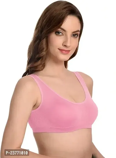 SH ENTERPRISE URV Online MART Women's 95% Cotton and 5% Spendex, Non-Padded, Non-Wired Air Sports Bra (Color:- Pink) (Pack of 1) (Size:- 32)-thumb2