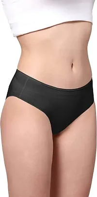 SH ENTERPRISE Women's Seamless Underwear Ice Silk, Cotton-Nylon Mid-Rise Panty (Color:- Grey-Black-Cream) (Pack of 3) (Size:- Large)-thumb2