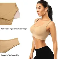 SH ENTERPRISE URV Online MART Women's 95% Cotton and 5% Spendex, Non-Padded, Non-Wired Air Sports Bra (Color:- Cream) (Pack of 1) (Size:- Free)-thumb2