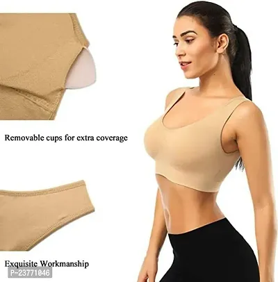 SH ENTERPRISE URV Online MART Women's 95% Cotton and 5% Spendex, Non-Padded, Non-Wired Air Sports Bra (Color:- Cream) (Pack of 1) (Size:- Free)-thumb3