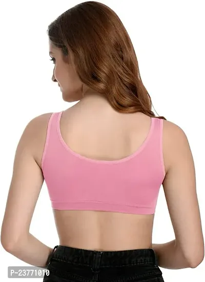 SH ENTERPRISE URV Online MART Women's 95% Cotton and 5% Spendex, Non-Padded, Non-Wired Air Sports Bra (Color:- Pink) (Pack of 1) (Size:- 32)-thumb3