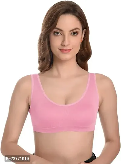 SH ENTERPRISE URV Online MART Women's 95% Cotton and 5% Spendex, Non-Padded, Non-Wired Air Sports Bra (Color:- Pink) (Pack of 1) (Size:- 32)