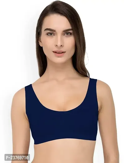 SH ENTERPRISE URV Online MART Women's 95% Cotton and 5% Spendex, Non-Padded, Non-Wired Air Sports Bra (Color:- Navy Blue) (Pack of 1) (Size:- 30)-thumb0