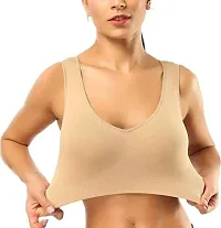 SH ENTERPRISE URV Online MART Women's 95% Cotton and 5% Spendex, Non-Padded, Non-Wired Air Sports Bra (Color:- Cream) (Pack of 1) (Size:- Free)-thumb3